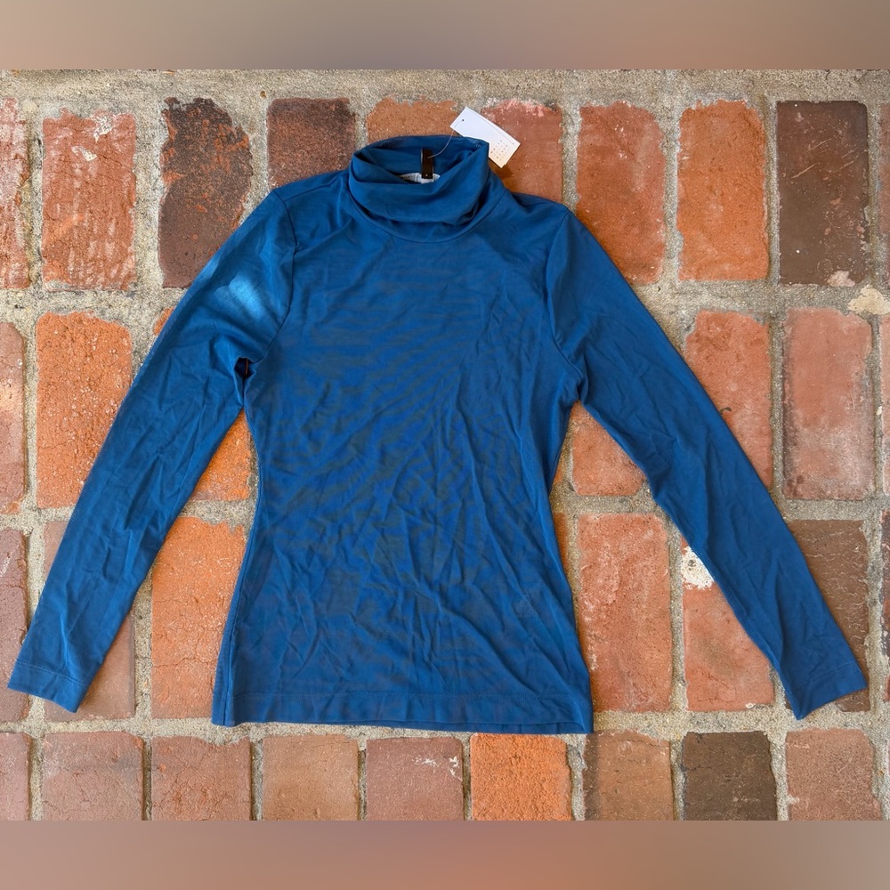White House Black Market Mesh Turtleneck Long Sleeve Top